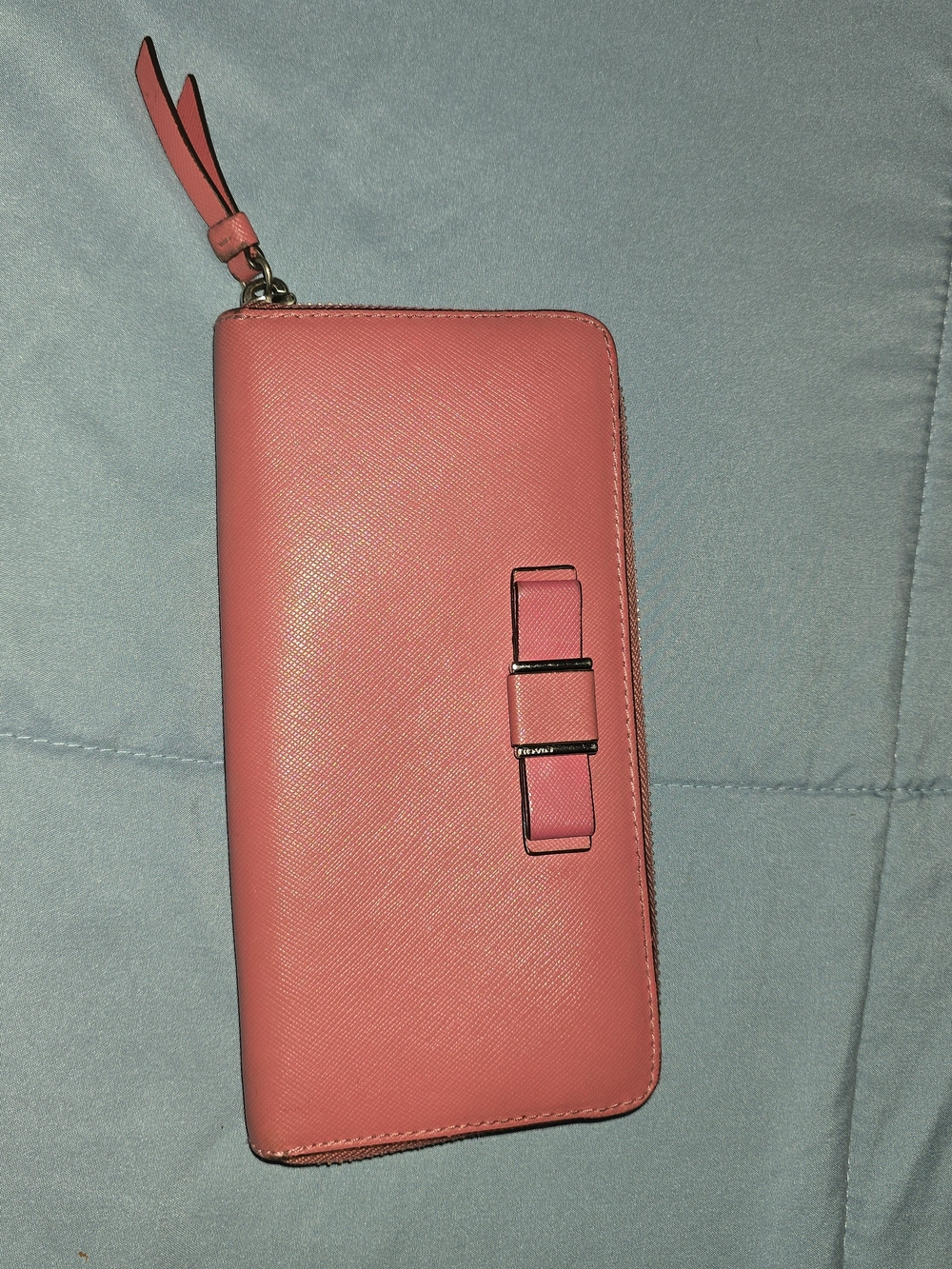 Coach Coral Zip-Around Wallet with Bow Detail